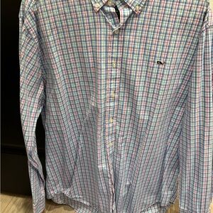 Vineyard Vines Blue and Pink Casual Button Down Shirt